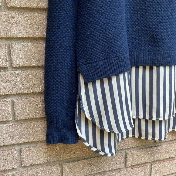 J. CREW Silk Layered Blue Wool Zip Back Sweater Size XL - Picture 5 of 9